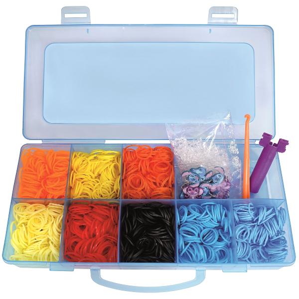 Cutie Plexi Flexi. 2400 elastice si 12 accesorii. Stitch. Albastru