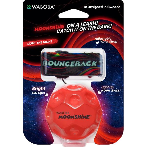 Minge hipersaritoare cu sistem de prindere si led: Waboba Moonshine. Rosu 