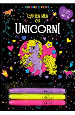 Coperta cărții 'Cartea mea cu unicornii. Colorez și creez'