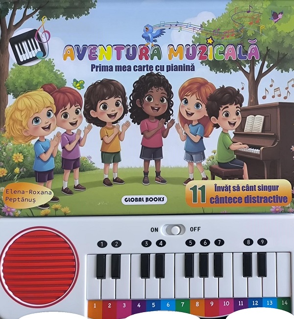 Coperta cărții 'Aventura muzicală. Prima mea carte cu pianină - Elena-Roxana Peptănuș'
