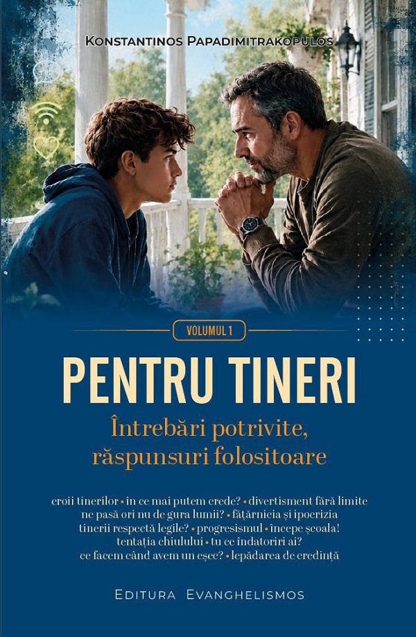 Coperta cărții 'Pentru tineri Vol.1: Întrebări potrivite, răspunsuri folositoare - Konstantinos Papadimitrakopulos'