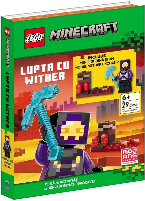 Coperta cărții 'Lego Minecraft: Lupta cu Wither. 29 piese + Carte de activități și benzi desenate'