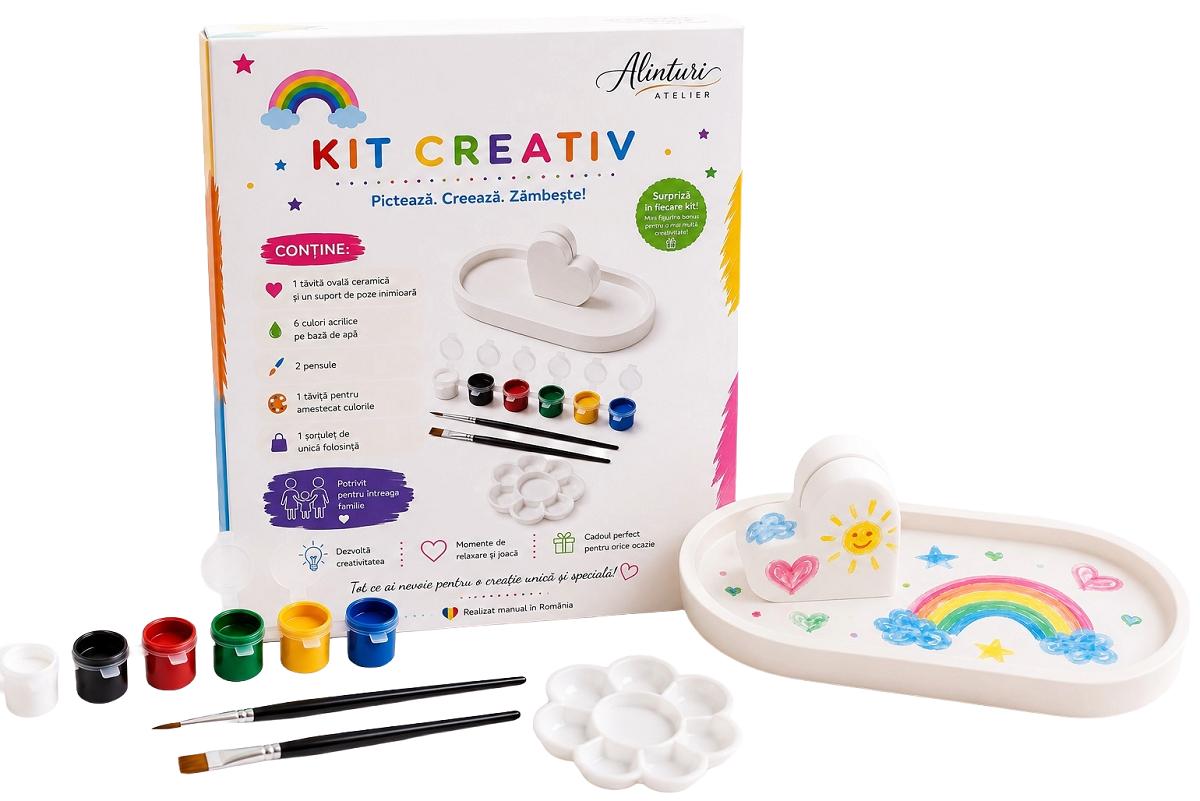 Imaginea produsului 'Kit creativ: Tăviță inimioară cu suport foto. Ceramică pentru pictat'