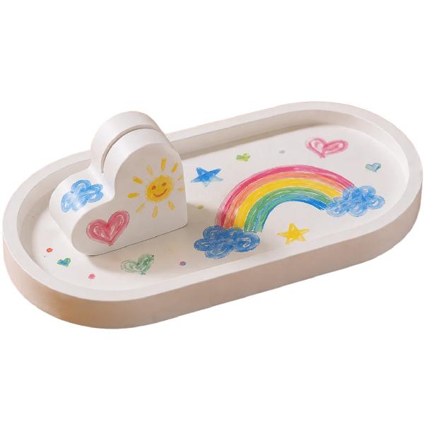 Kit creativ: Tavita inimioara cu suport foto. Ceramica pentru pictat