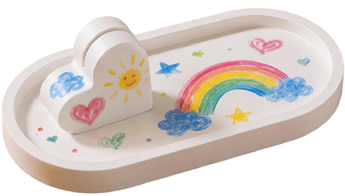 Imaginea produsului 'Kit creativ: Tăviță inimioară cu suport foto. Ceramică pentru pictat'