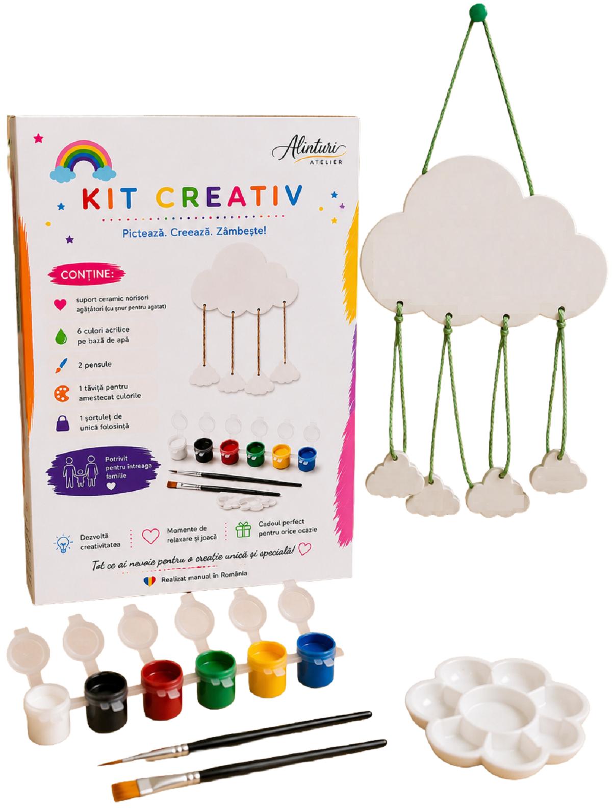 Imaginea produsului 'Kit creativ: Norișori agățători. Ceramică pentru pictat'