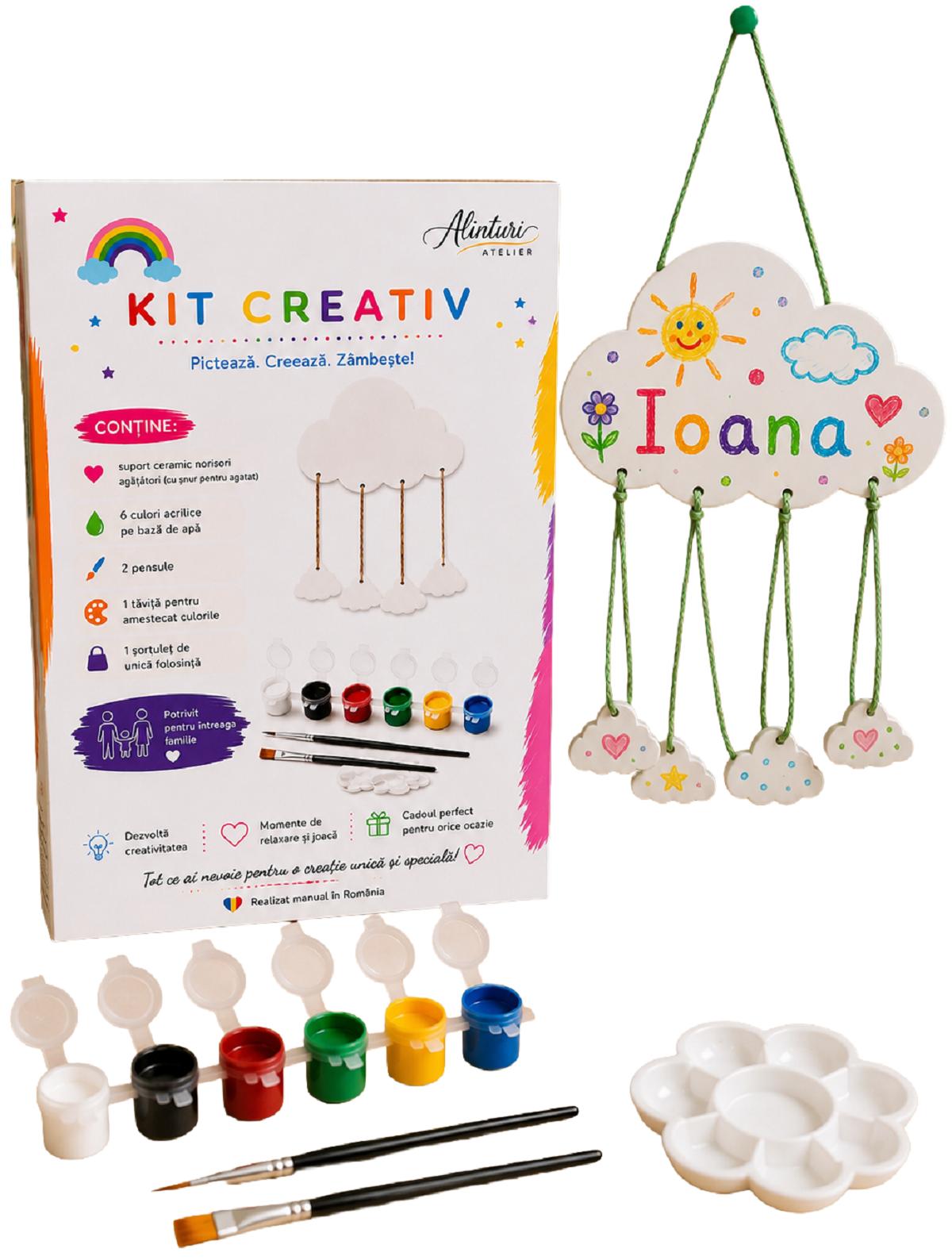 Imaginea produsului 'Kit creativ: Norișori agățători. Ceramică pentru pictat'