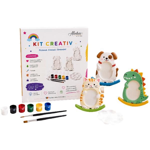 Kit creativ: Rame foto animalute. Ceramica pentru pictat
