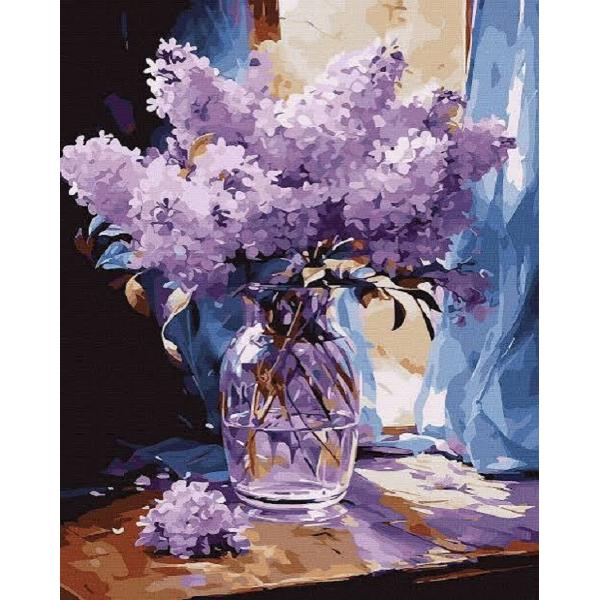 Pictura pe numere: Liliac in vaza