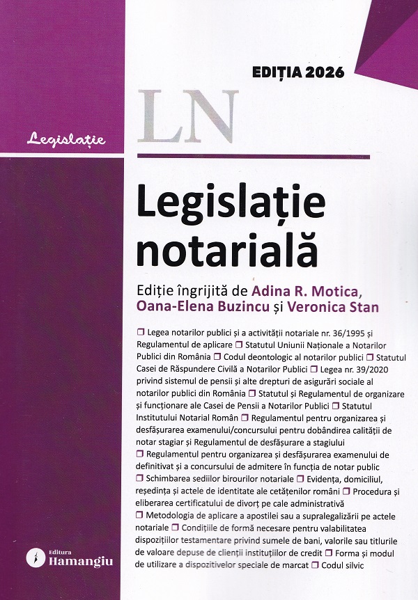 Coperta cărții 'Legislație notarială Ed.2026'