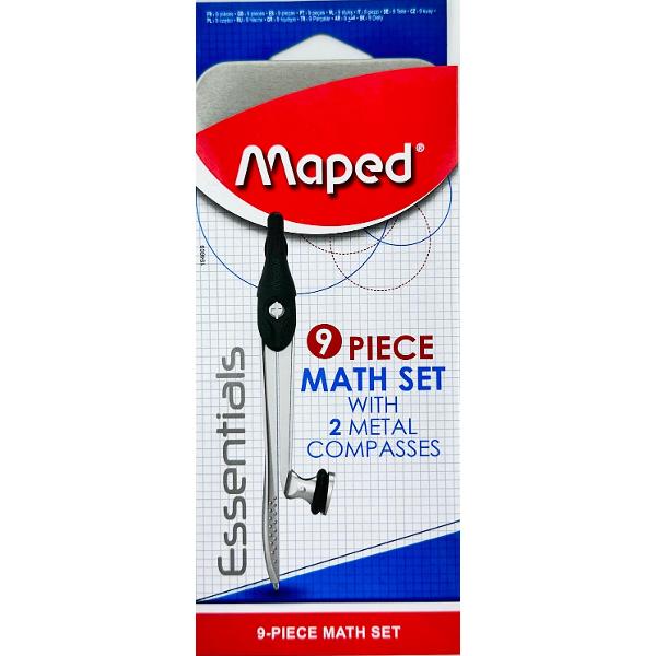 Trusa geometrie: Essentials 9 piese metal