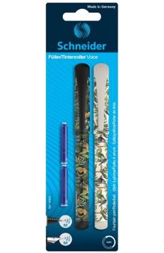 Imaginea produsului 'Set stilou negru + roller Schneider Voice bej + 2 rezerve'