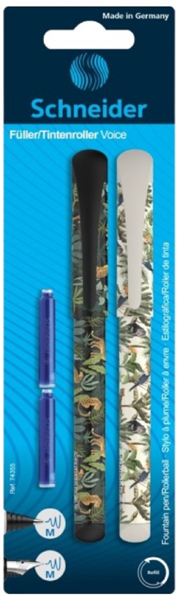 Imaginea produsului 'Set stilou negru + roller Schneider Voice bej + 2 rezerve'