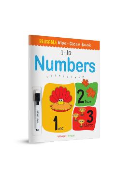 Coperta cărții 'Reusable Wipe And Clean Book 1-10 Numbers : Write And Practice Numbers (1-10) -'