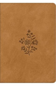 ESV Large Print Personal Size Bible, Red Letter (Trutone, Nubuck Caramel, Wildflower Design) -