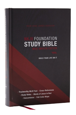Coperta cărții 'NKJV Foundation Study Bible, Wide-Margin, Black Hardcover, Red Letter -'