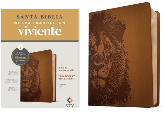 Coperta cărții 'Biblia de Margen Amplio Ntv Con Filament (Sentipiel, León, Letra Roja) -'