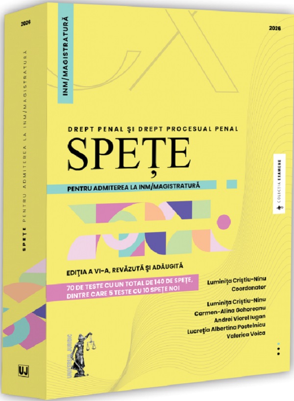Coperta cărții 'Spețe pentru admiterea la INM/magistratură Ed.6 - Luminița Cristiu-Ninu'