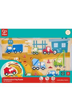 Imaginea produsului 'Puzzle din lemn cu butoni: Utilaje de construcții'