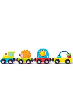 Imaginea produsului 'Jucărie din lemn: Tren cu jucării și un arici'