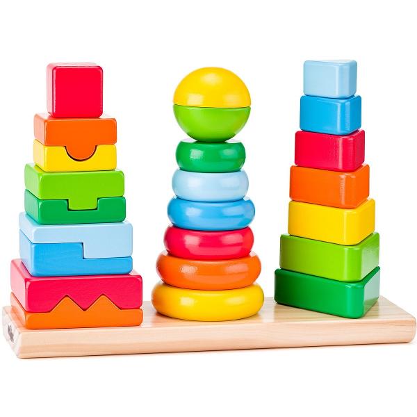 Jucarie din lemn de stivuit: Forme geometrice