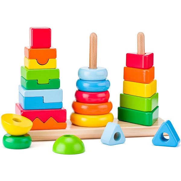 Jucarie din lemn de stivuit: Forme geometrice