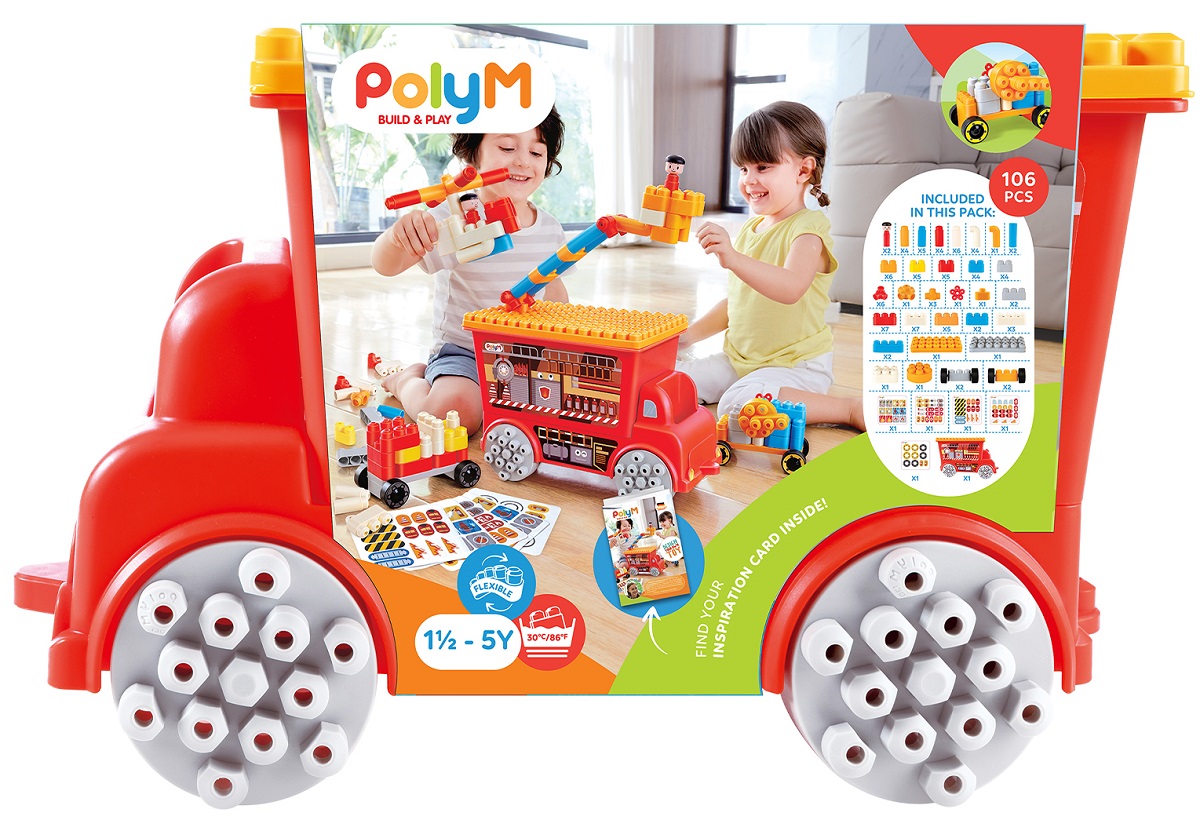 Imaginea produsului 'Joc de construcție. PolyM. Mașină de pompieri de jucărie. 106 piese'