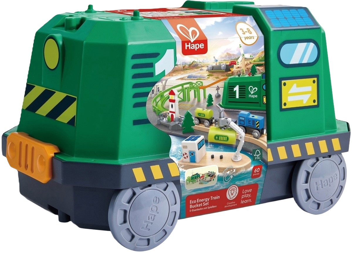 Imaginea produsului 'Joc de construcție. Tren în cutie tip locomotivă. 60 piese'