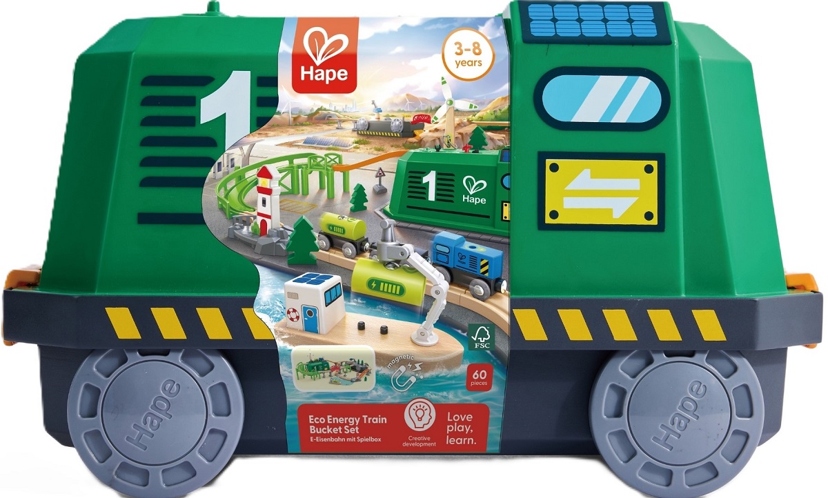 Imaginea produsului 'Joc de construcție. Tren în cutie tip locomotivă. 60 piese'