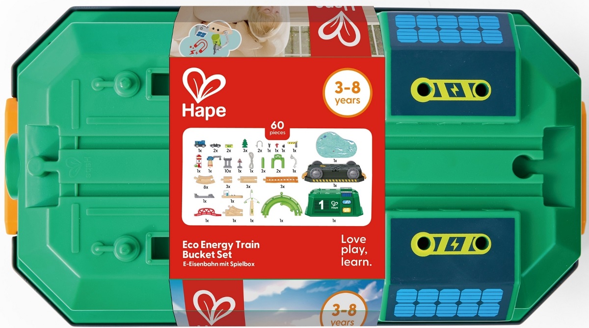 Imaginea produsului 'Joc de construcție. Tren în cutie tip locomotivă. 60 piese'