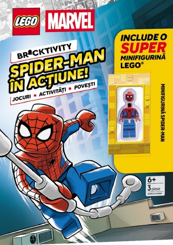 Coperta cărții 'LEGO Spider-Man în acțiune + Minifigurină LEGO'