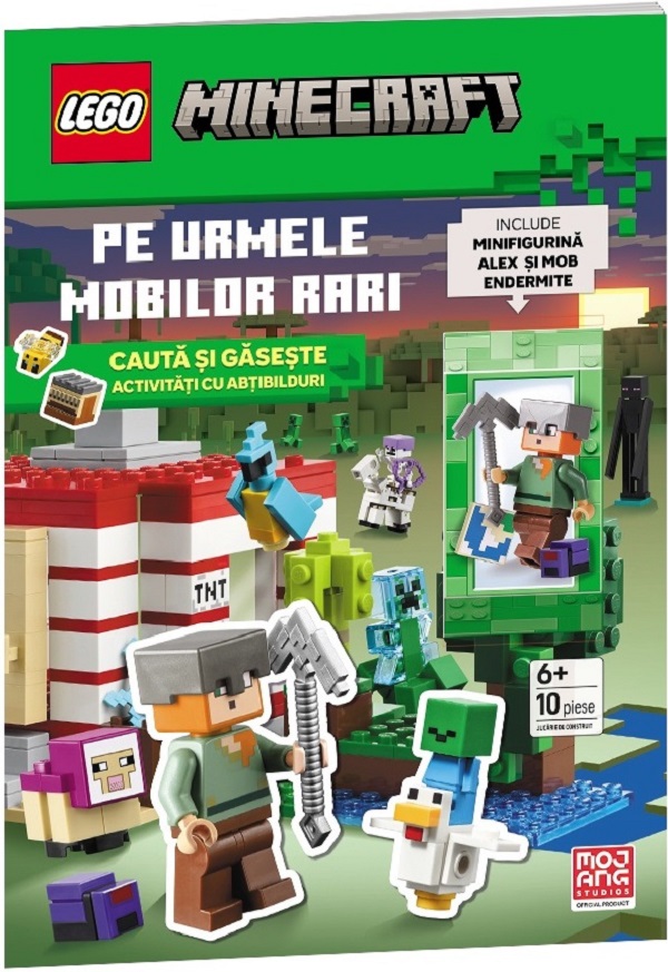 Coperta cărții 'LEGO Minecraft: Pe urmele mobilor rari + Minifigurină LEGO'