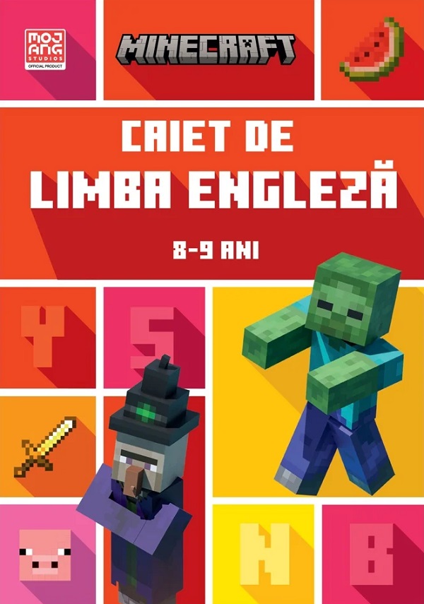 Coperta cărții 'Minecraft. Caiet de limba engleza 8-9 ani - Dan Whitehead, Jon Goulding'