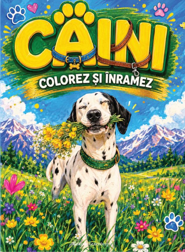 Coperta cărții 'Câini. Colorez și înrămez'