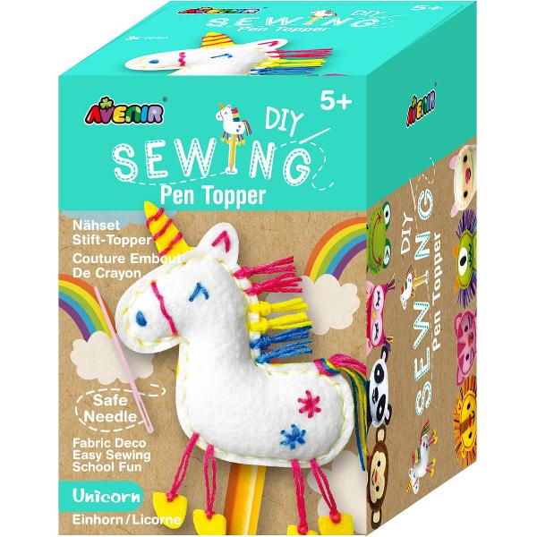 Set de cusut DIY: Decoratiune topper pentru creion. Unicorn