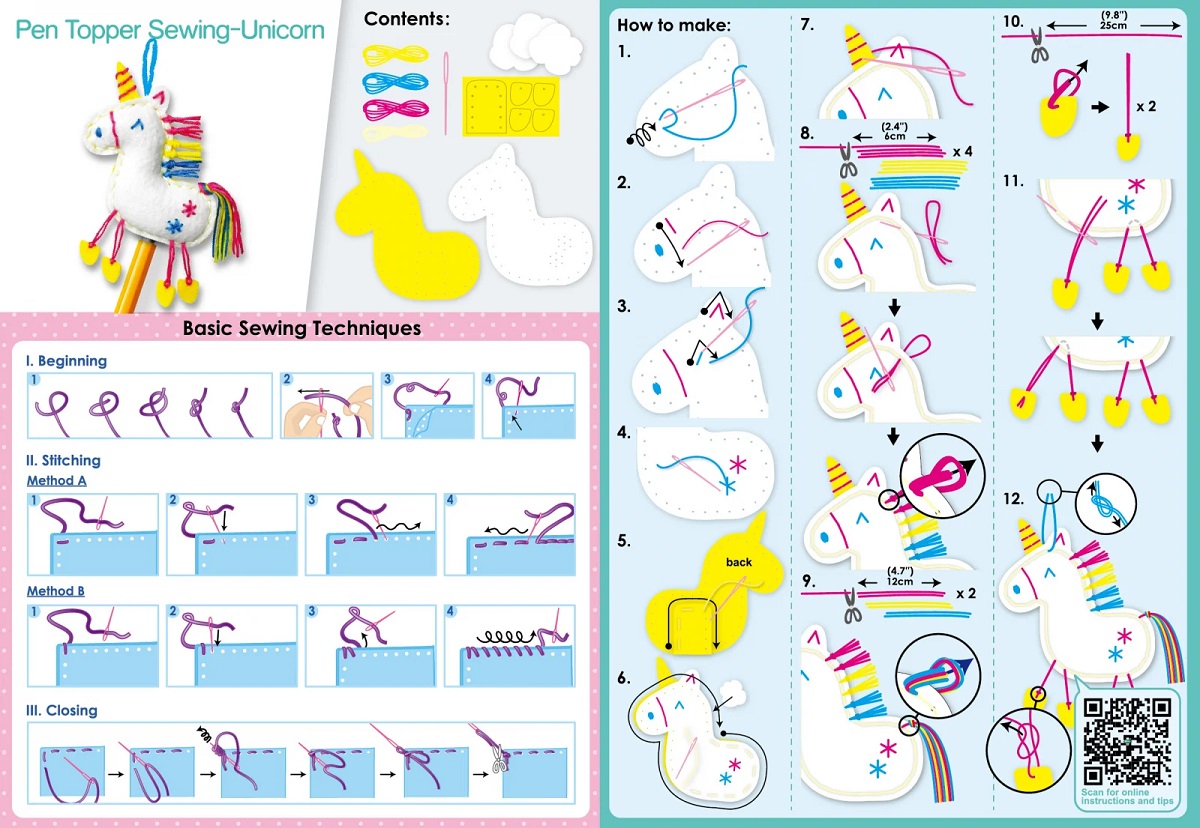 Imaginea produsului 'Set de cusut DIY: Decorațiune topper pentru creion. Unicorn'