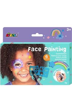 Imaginea produsului 'Trusă make-up pictură față cu șabloane incluse: Curcubeu și stele'