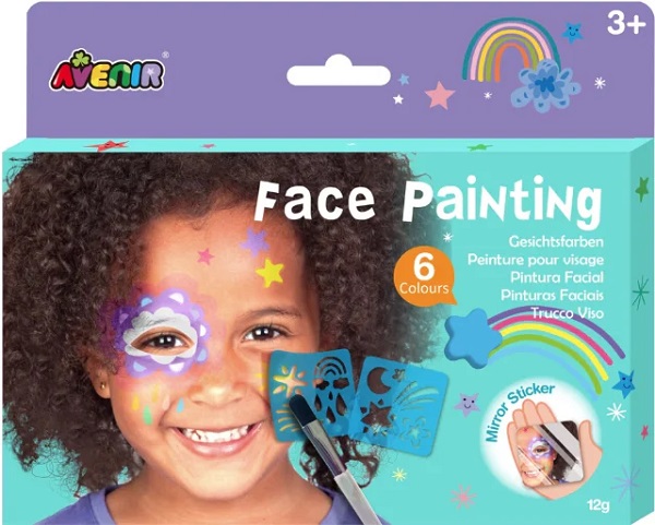 Imaginea produsului 'Trusă make-up pictură față cu șabloane incluse: Curcubeu și stele'
