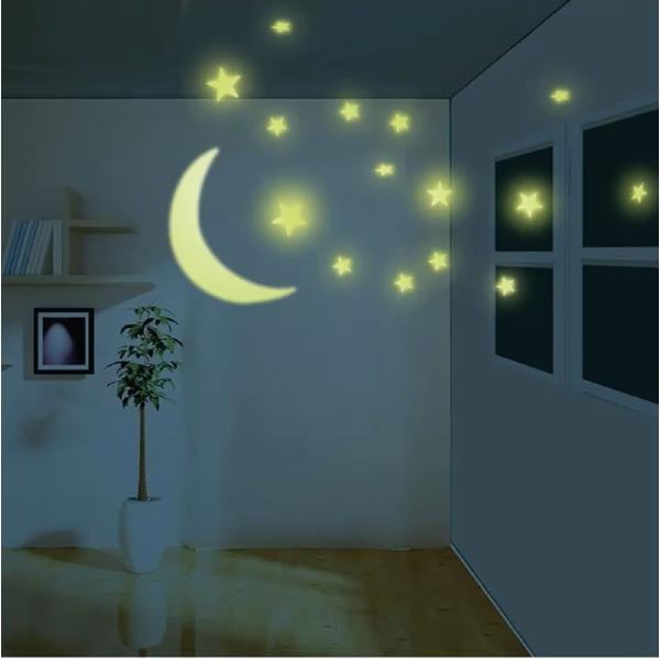 Decoratiuni de perete fosforescente: Luna si stelele