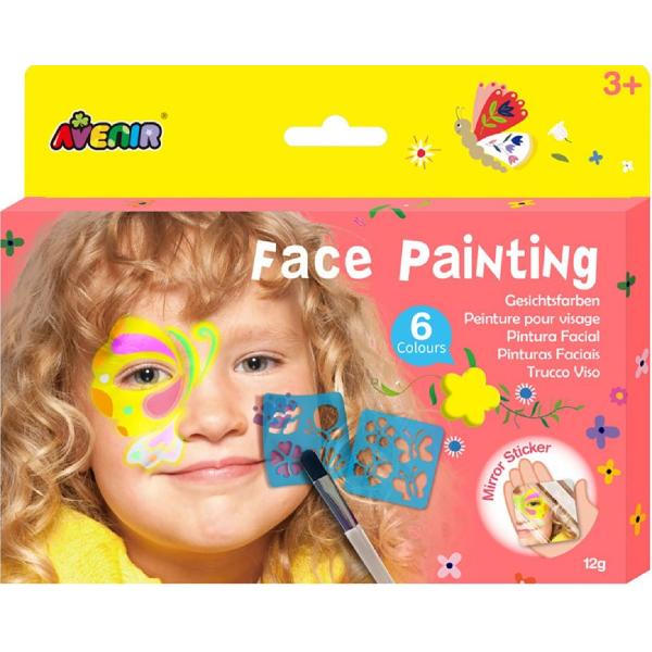 Trusa make-up pictura fata cu sabloane incluse: Flori si fluturi