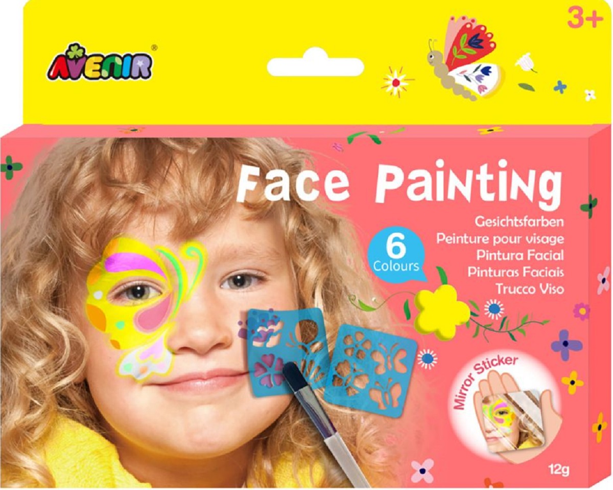 Imaginea produsului 'Trusă make-up pictură față cu șabloane incluse: Flori și fluturi'