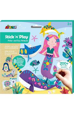 Imaginea produsului 'Joc creativ Stick ’N’ Play cu scene 3D și stickere repoziționabile: Animale polare și marine'