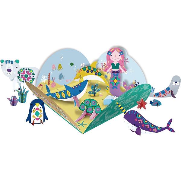 Joc creativ Stick 'N' Play cu scene 3D si stickere repozitionabile: Animale polare si marine