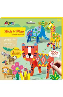Imaginea produsului 'Joc creativ Stick ’N’ Play cu scene 3D și stickere repoziționabile: Animale safari'