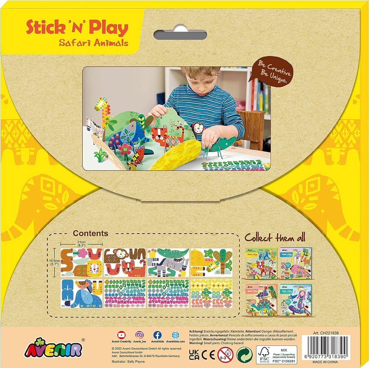Imaginea produsului 'Joc creativ Stick ’N’ Play cu scene 3D și stickere repoziționabile: Animale safari'