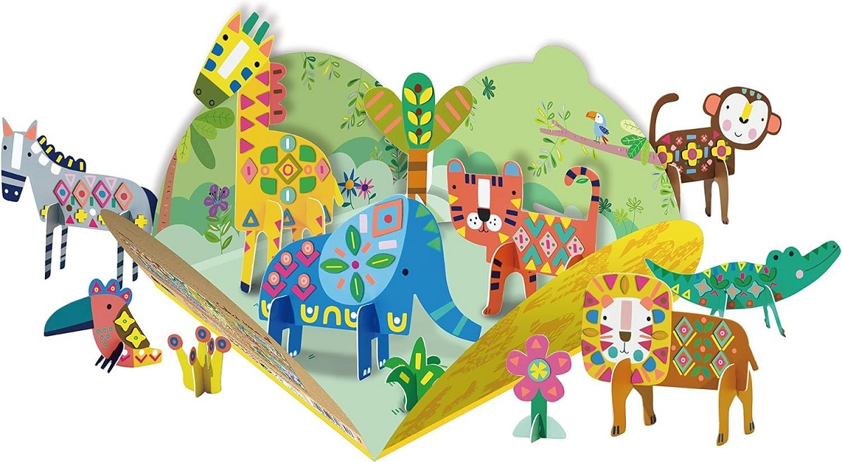 Imaginea produsului 'Joc creativ Stick ’N’ Play cu scene 3D și stickere repoziționabile: Animale safari'