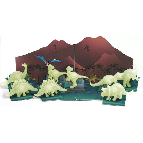 Decoratiuni de perete fosforescente: Dinozauri 3D