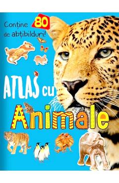 Coperta cărții 'Atlas cu animale. Conține 80 de abțibilduri'