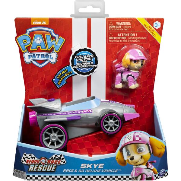 Masina de curse cu sunete si motor pull-back. Paw Patrol. Skye