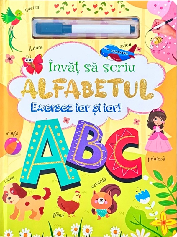 Coperta cărții 'Învăț să scriu alfabetul. Exersez iar și iar!'